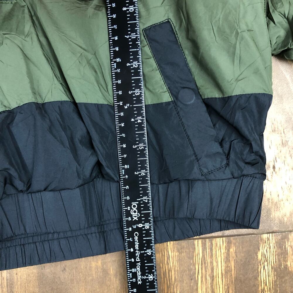 Hollister Womens Jacket Green Black Cropped Collared Bomber Windbreaker Small - Picture 8 of 12